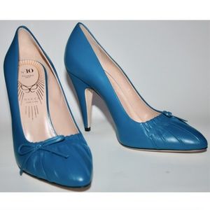 Gucci No.10 Riviera Blue Charlotte Leather Heels